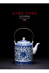 Hand painted blue and white beam pot